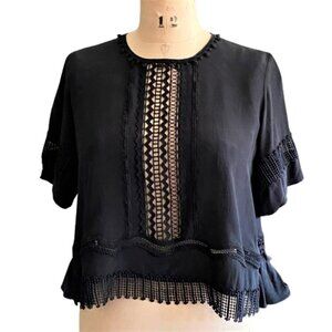 Jonathan Simkhai cut out lace short sleeve top